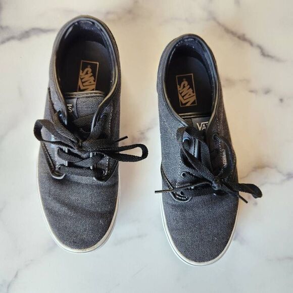 Vans size 5 canvas lace up sneakers dark kids youth - Picture 2 of 5